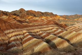 Zhangye Danxia National Geopark, Gansu, China. Colorful landscape of rainbow mountains