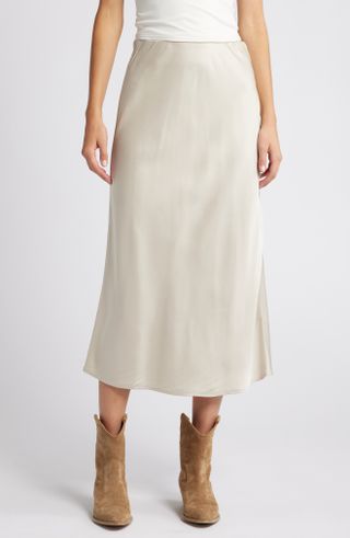 Treasure & Bond, Bias Cut Satin Midi Skirt