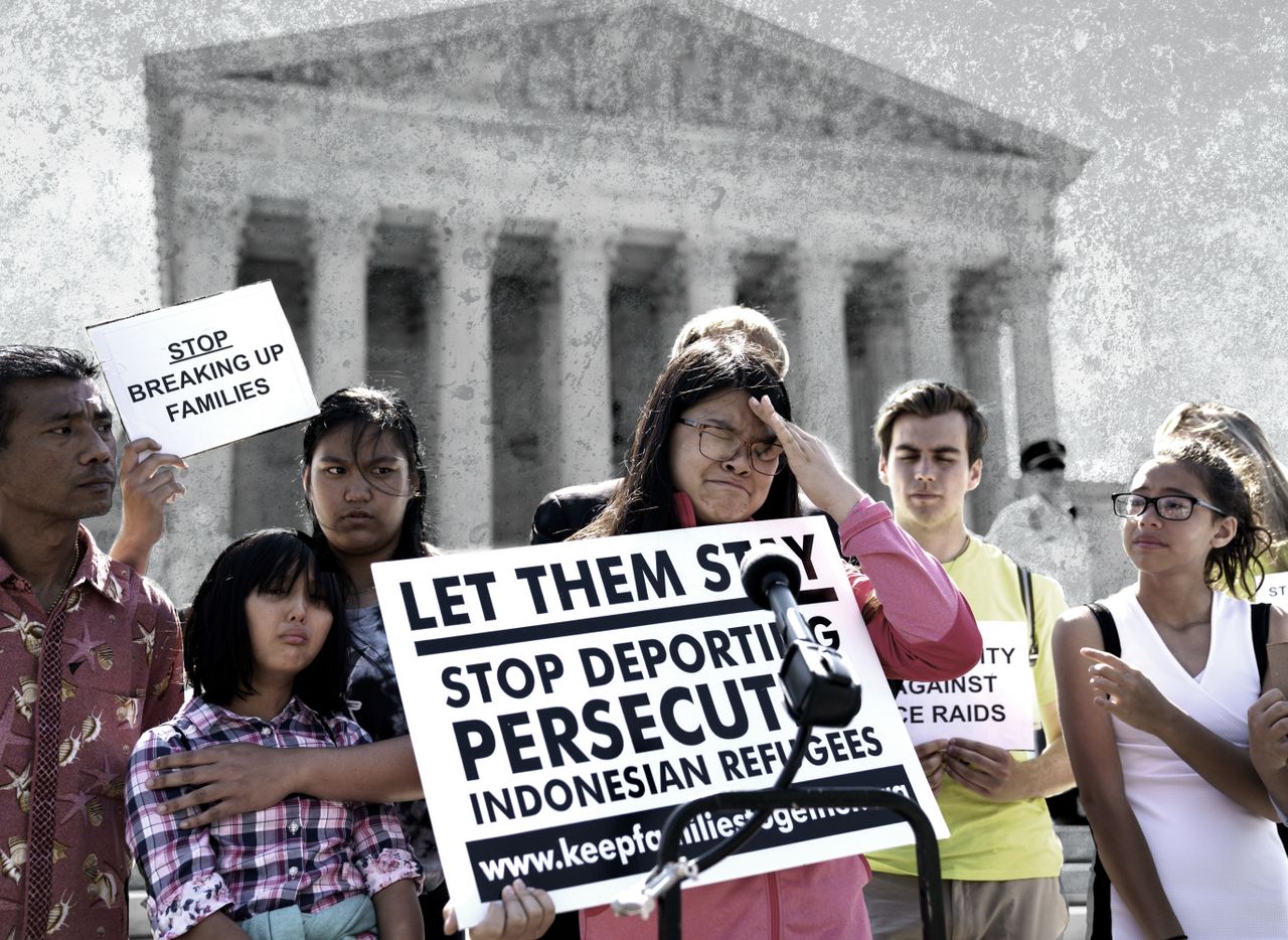 Demonstrators outside the Supreme Court.