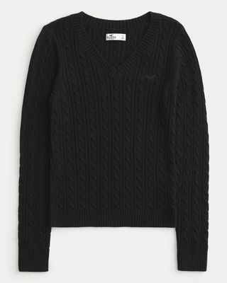 Cable-Knit Icon V-Neck Sweater