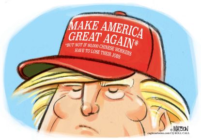 Political cartoon U.S. Trump MAGA China jobs