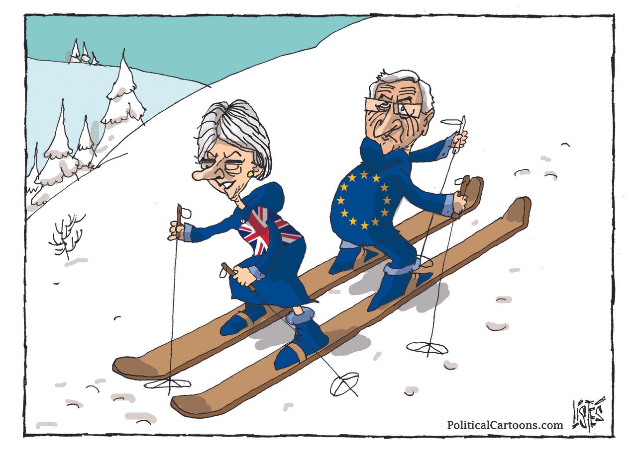 Political Cartoon U.S. Brexit withdrawal deal Theresa May UK parliament