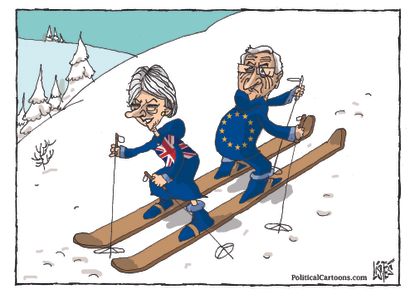 Political Cartoon U.S. Brexit withdrawal deal Theresa May UK parliament