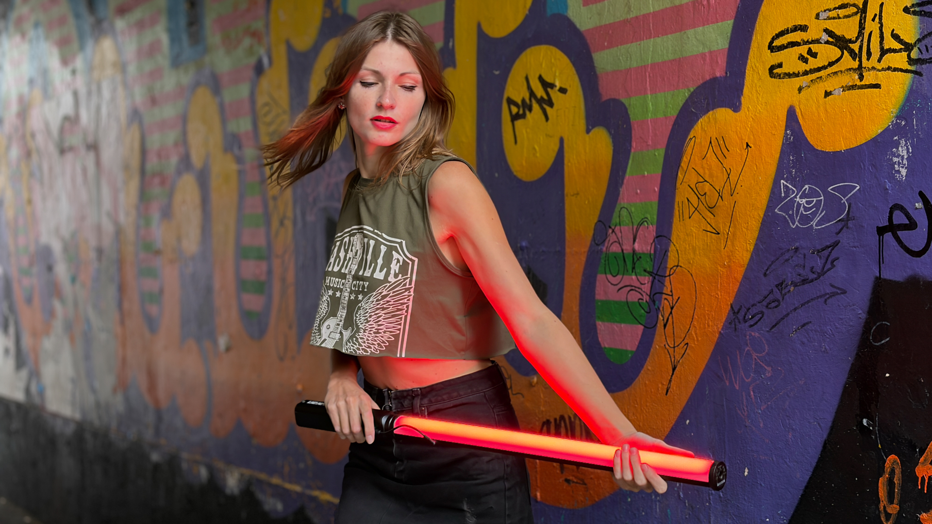 Amaran T2c: This two-foot compact light tube makes a fun accessory for models to pose with, creating eye-catching portraits for your social media feed.