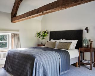 country bedroom with vaulted ceiling