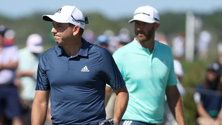 Sergio Garcia and Dustin Johnson at the 2021 PGA Championship