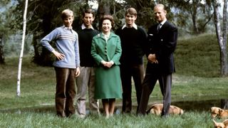 Balmoral Castle - Queen Elizabeth and Duke of Edinburgh with their three sons at Balmoral Castle