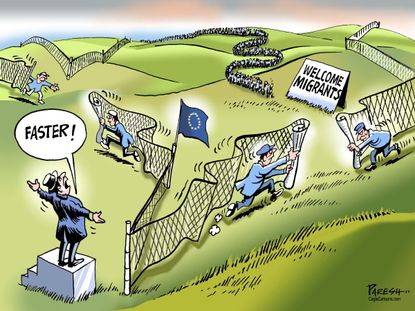 Editorial cartoon World E.U. Refugee Crisis