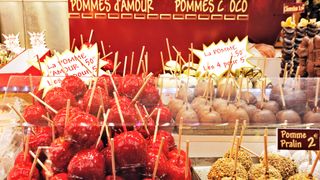 toffee apples in lyon, home to one of the best christmas markets in europe