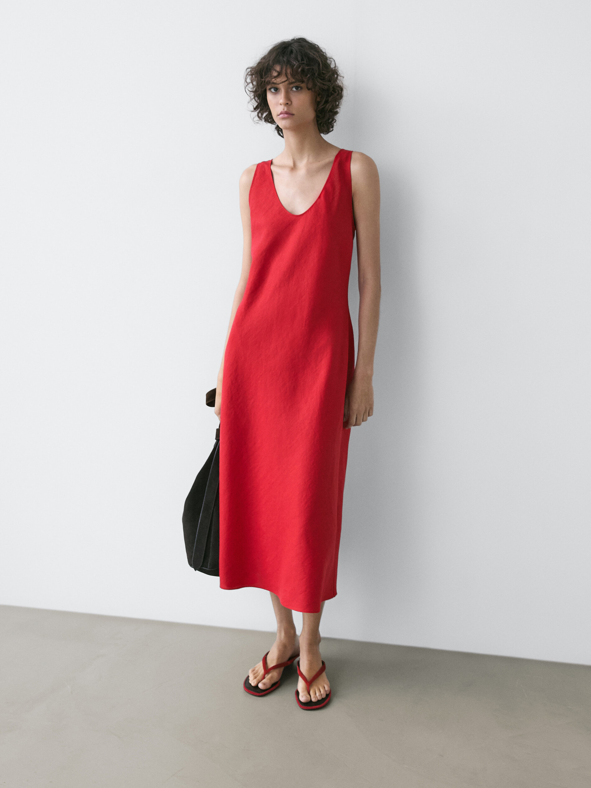Strappy Linen Midi Dress