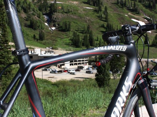 Specialized claims the curved top tube is a key element for keeping the Tarmac SL3 comfortable.
