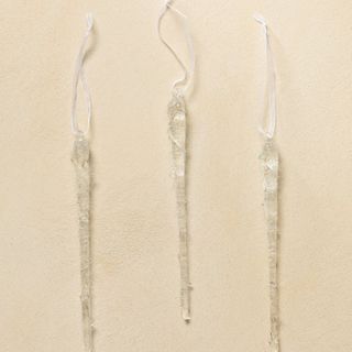 Frosted Icicle Ornaments against a cream background.