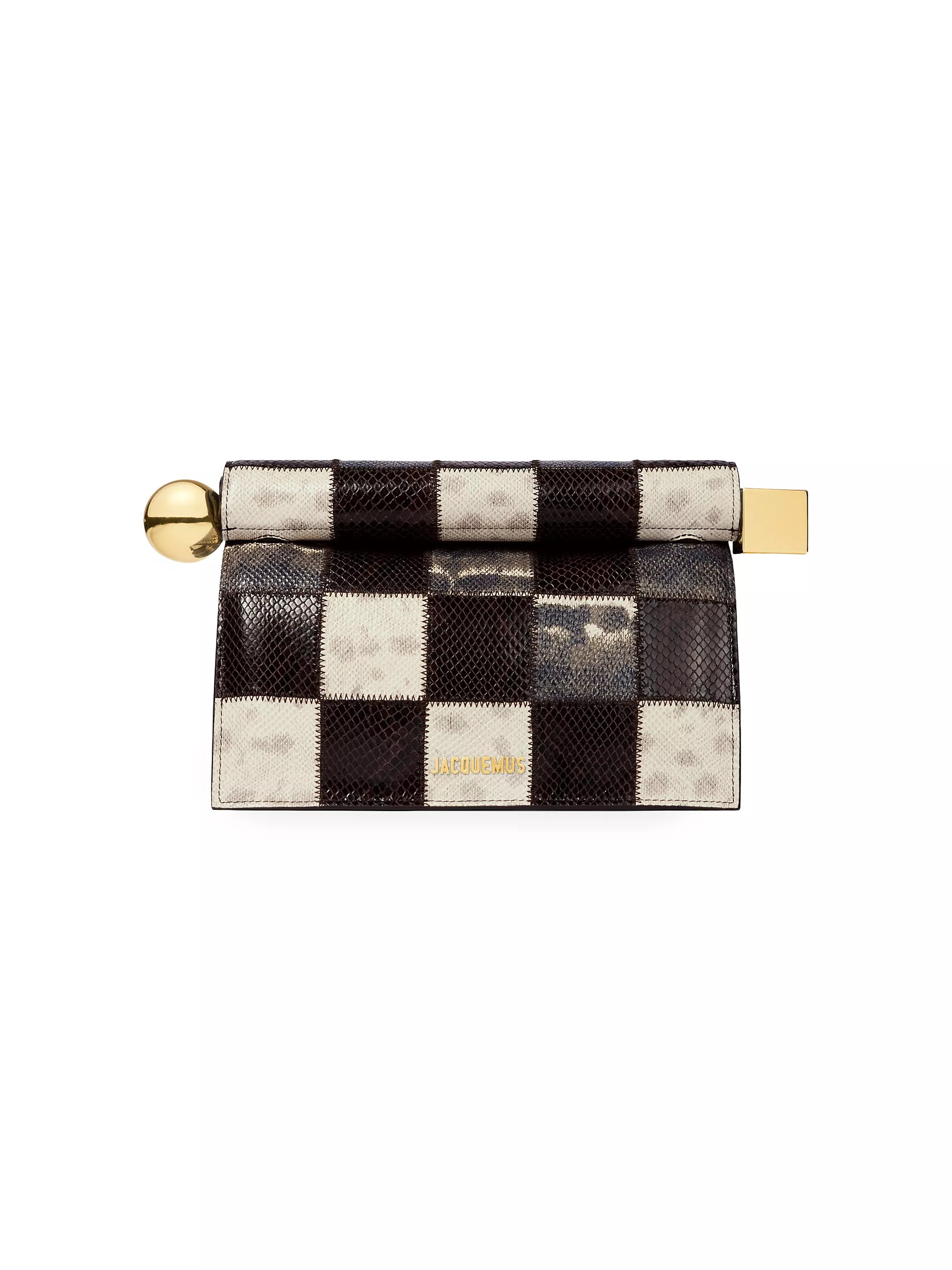 Rond Carré Checkered Embossed Leather Pochette