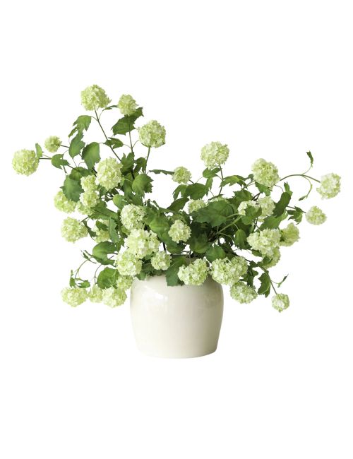 Green Cream Artificial Snowball Flowers - 24"
