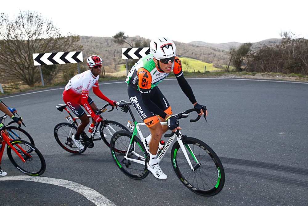 Mirco Maestri (Bardiani - CSF) in the early breakaway during stage 2 at Tirreno-Adriatico