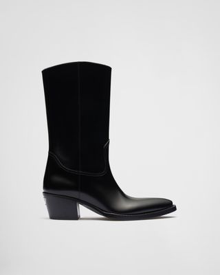 prada, Brushed Leather Camperos Boots