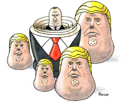 Political cartoon World Russian dolls Trump Putin