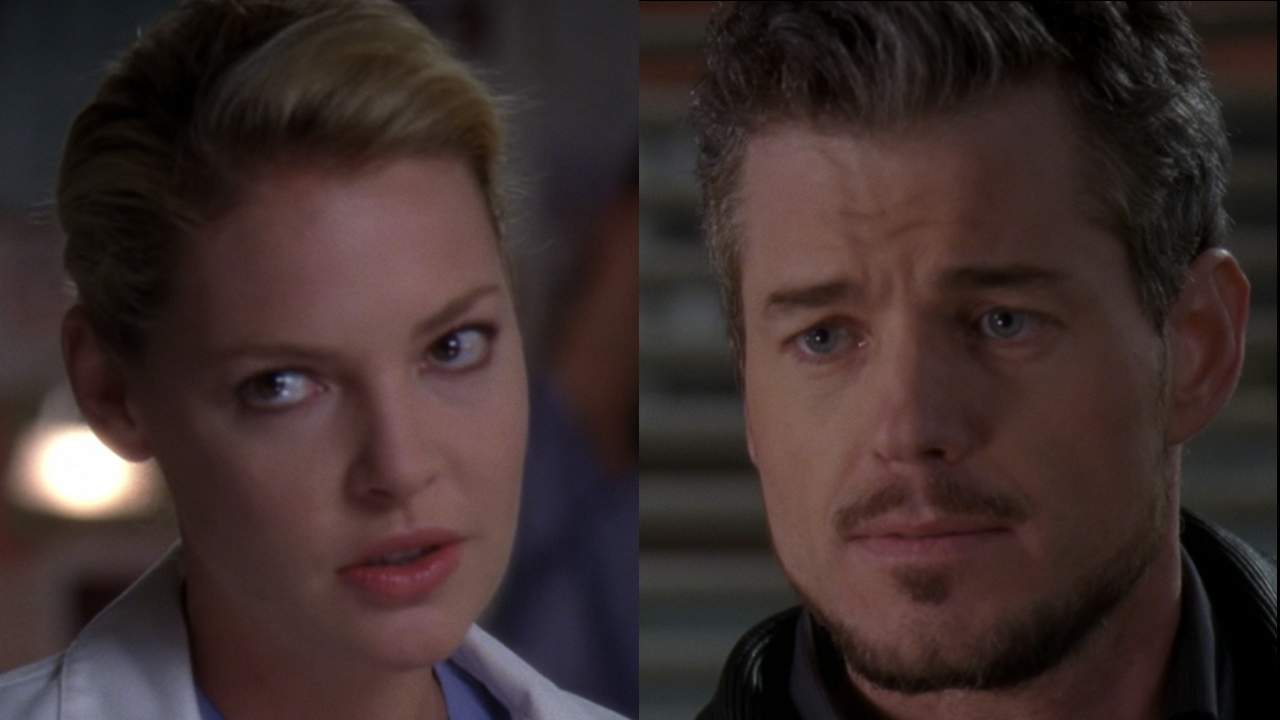 Side by side: close-ups of Izzy, Mark in Grey's Anatomy Season 5