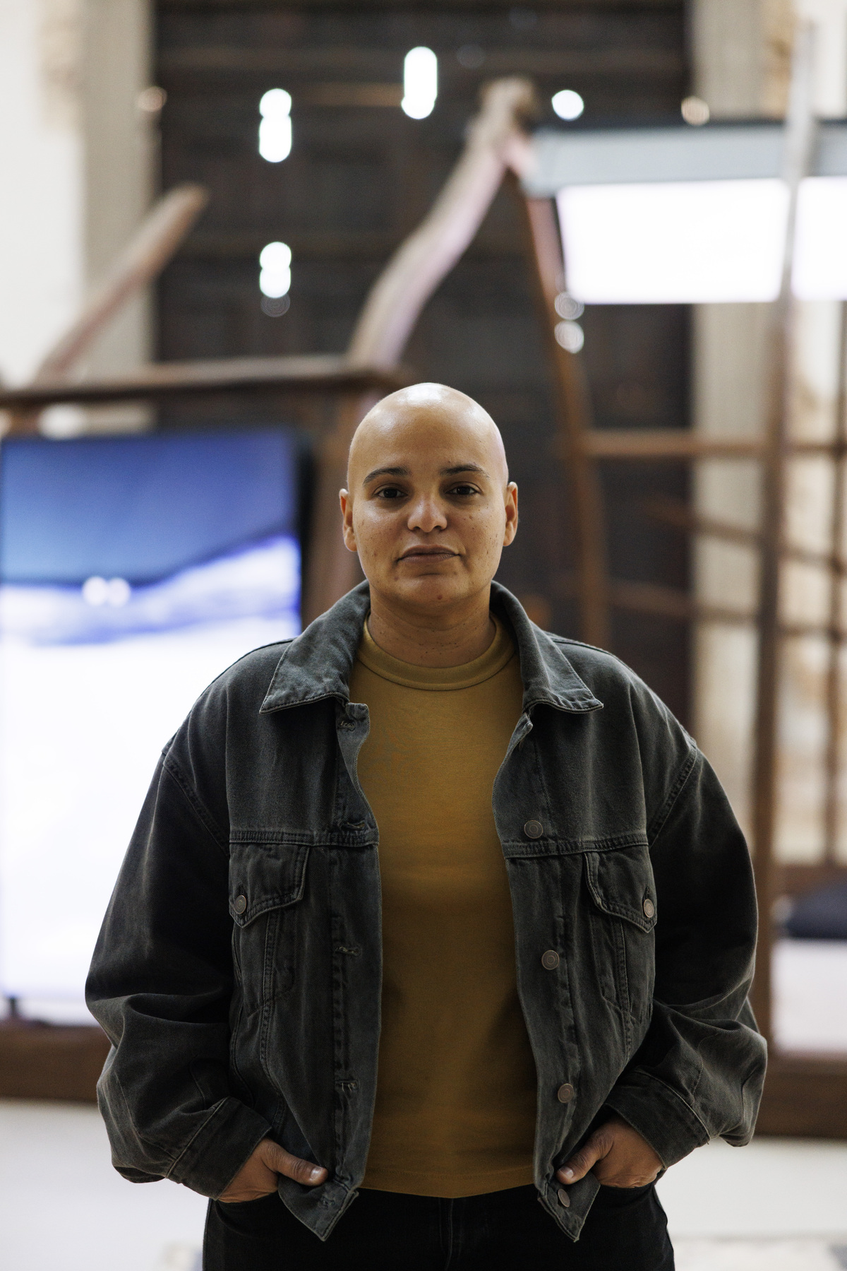 artist at exhibition