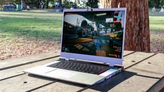 Framework Laptop 16 (2025) review unit on a table