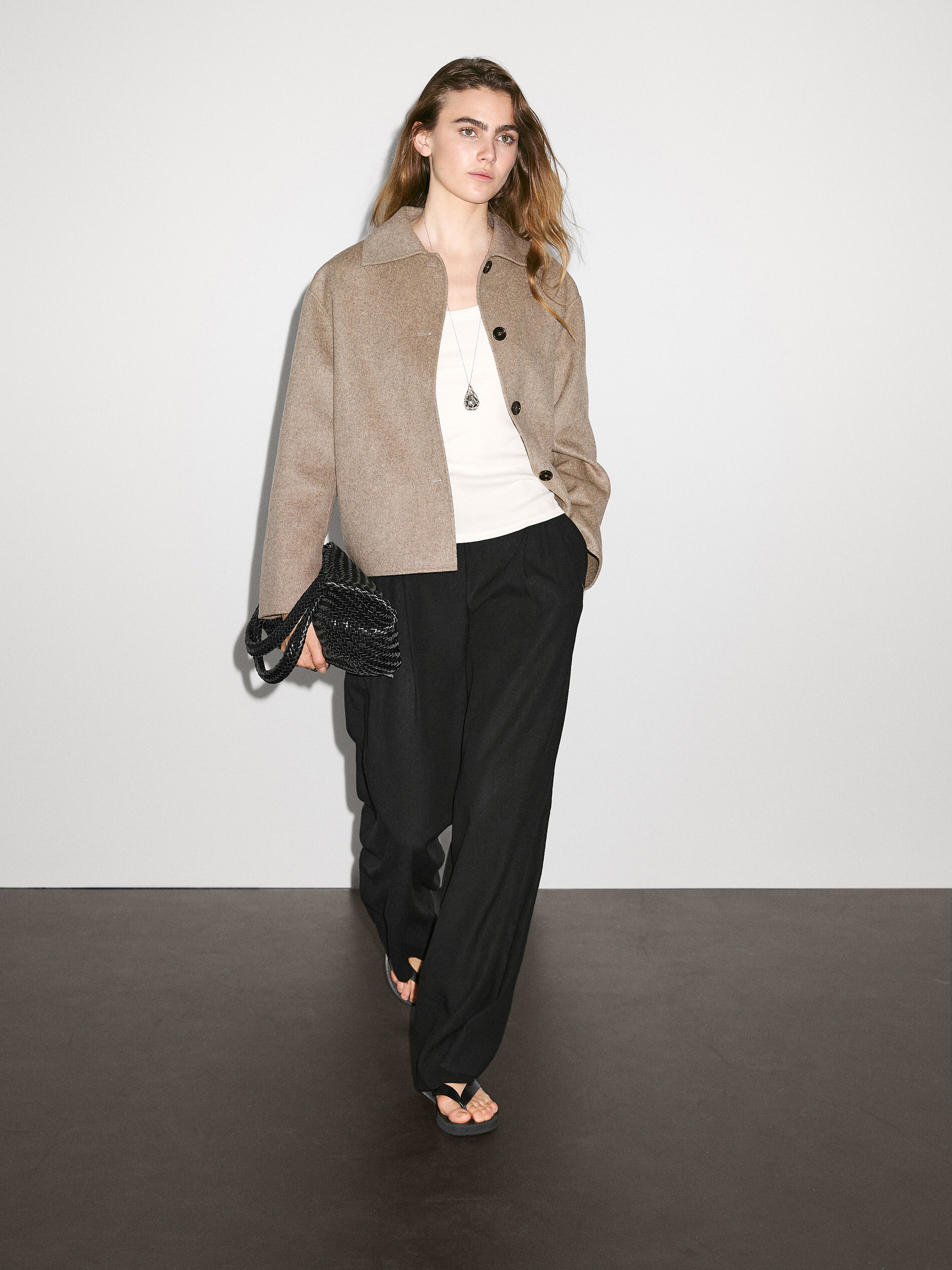 Short Wool Blend Coat With Buttons