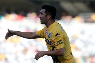 Luis Garcia gives instructions to his team-mates in a match for Central Coast Mariners against Melbourne Victory in March 2016.