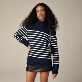 J.Crew, Rollkragenpullover aus gestreifter Baumwolle