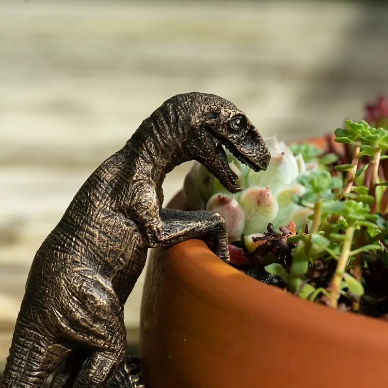 Kudriod Dinosaur Flower Pot Hugger Figurines, Dinosaur Statue Planter Decor for Garden Yard Fence Balcony Home Plant Decoration Gifts