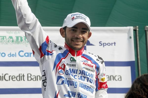 Jose Rodolfo Serpa Perez (Androni Giocattoli) celebrates his stage win, the Colombian's first victory of the season.