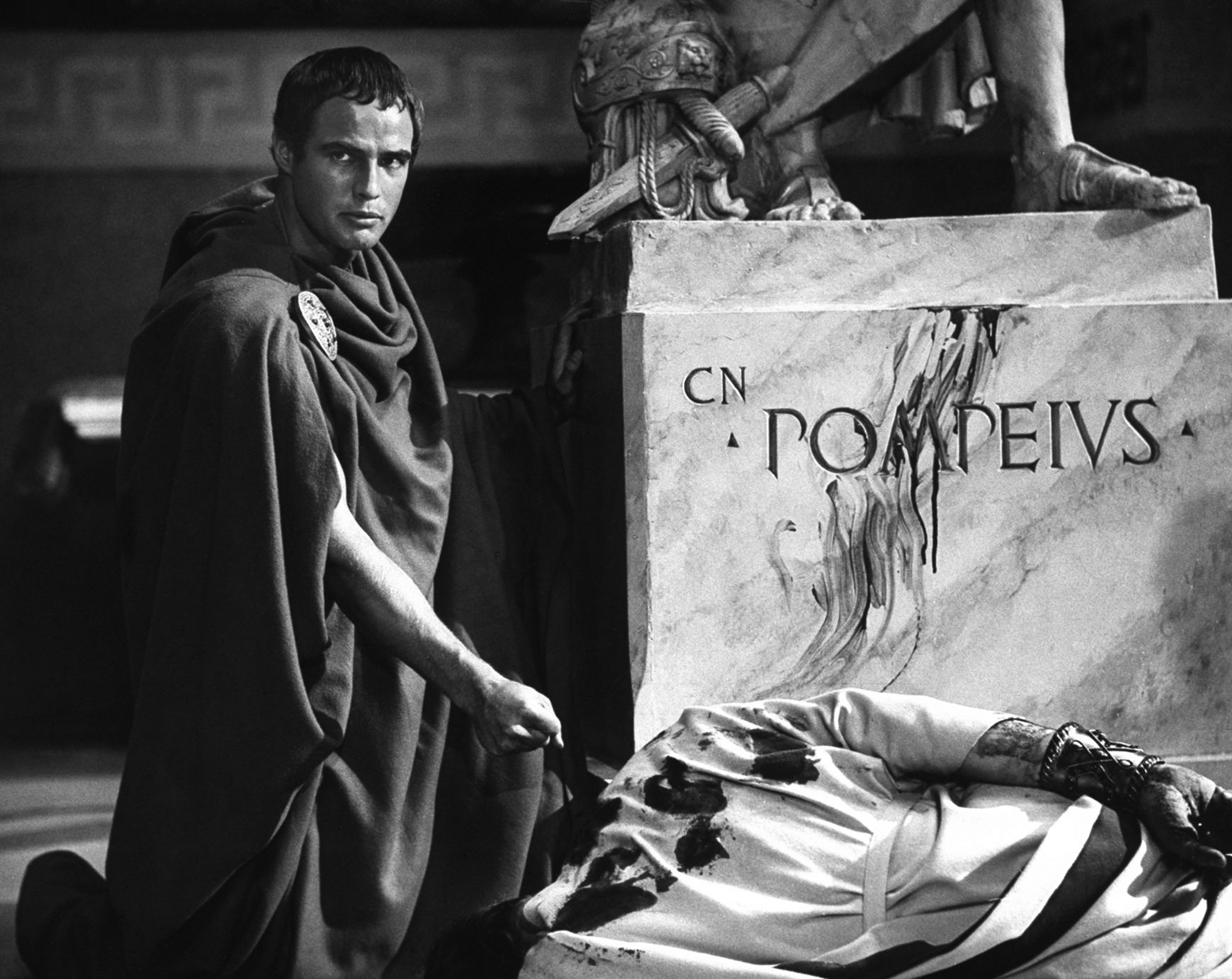 Marlon Brando on the set of the movie Julius Caesar in 1953.