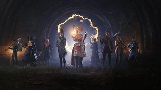 Nightingale photo of multiple players standing in front of a realm portal.
