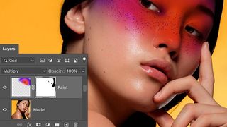 Adobe Photography Plan: Photoshop interface showing closeup of girl's face