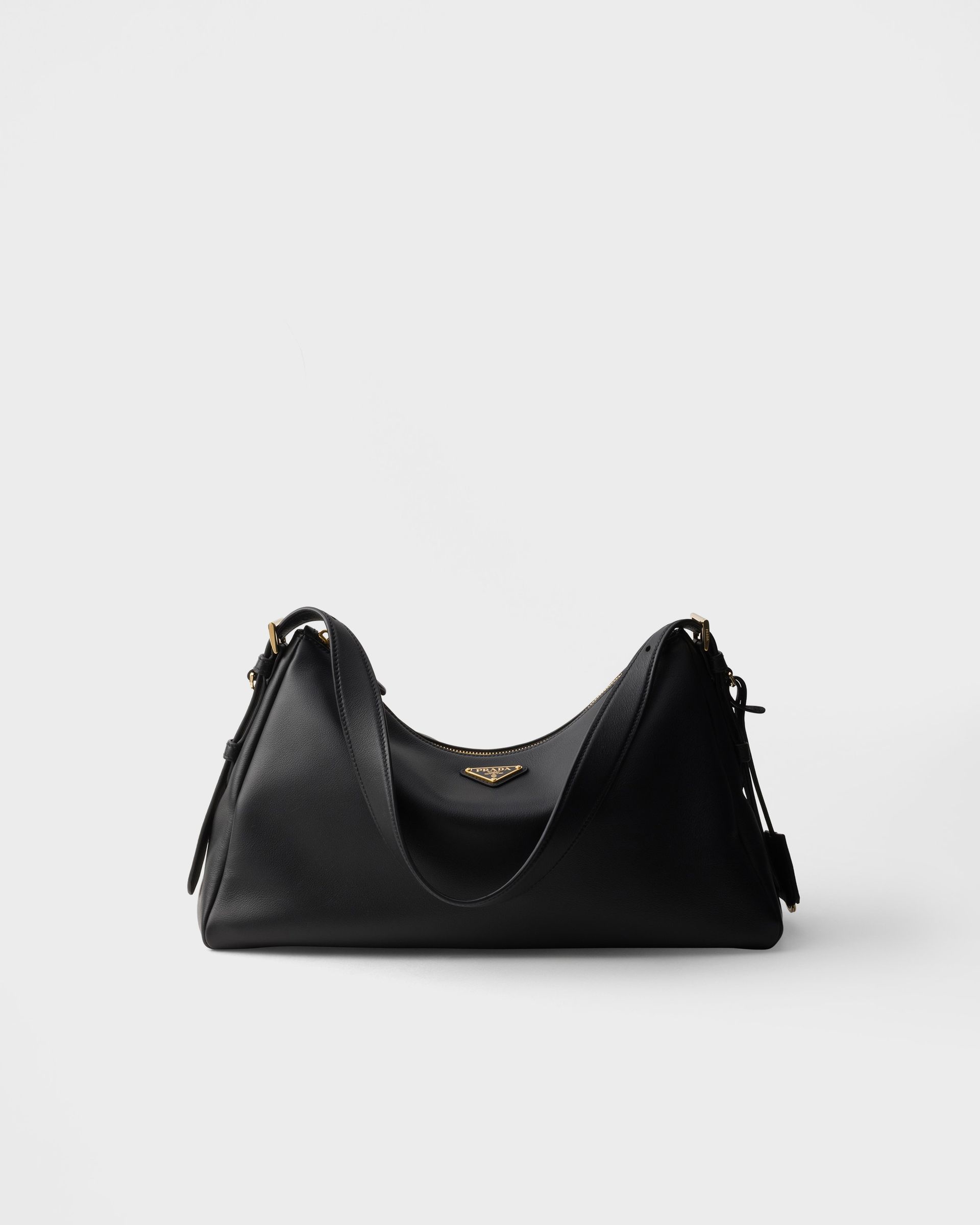 Prada Aim&eacute;e Large Leather Shoulder Bag Black