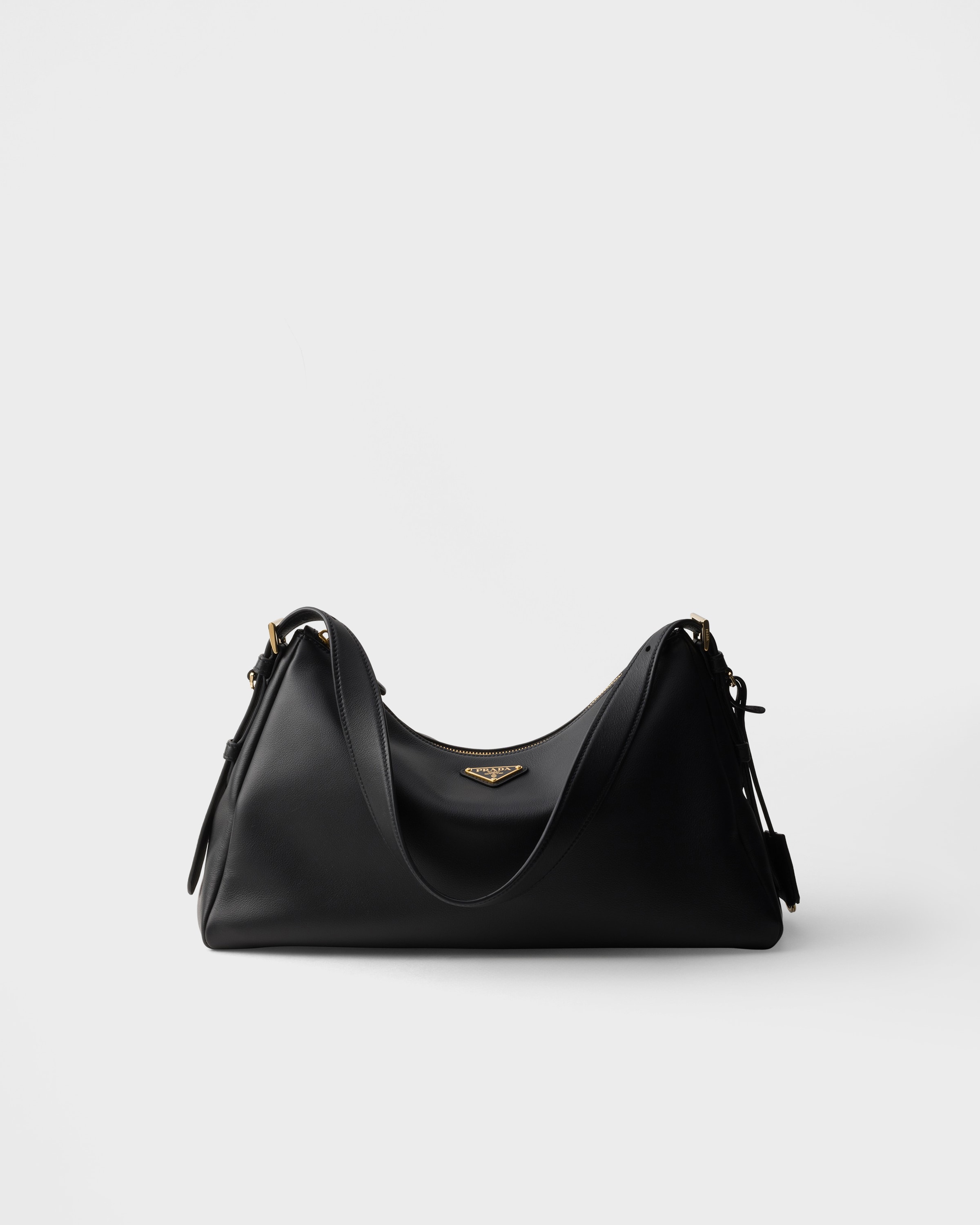 Prada Aimée Large Leather Shoulder Bag Black