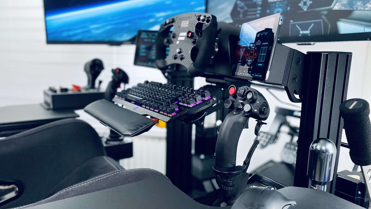 This gaming setup is the ultimate flight and racing sim battlestation ...