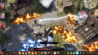 A mage shooting monsters with lightning in Divinity: Original Sin 2