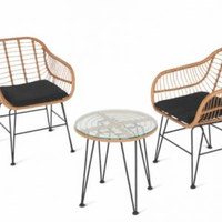 Gardenline Bamboo Effect SetIf wicker isn't your style, opt for the set in trendy bamboo. Complete with black cushioned seats, a glass table and sleek black legs.