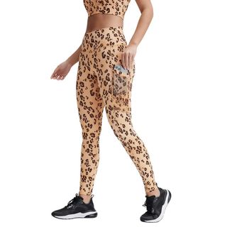 Fabletics leopard print workout leggings with side pocket