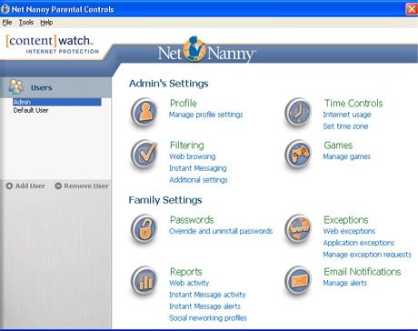 From here you can manage your NetNanny software.