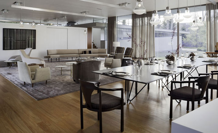 The open plan dining and living area