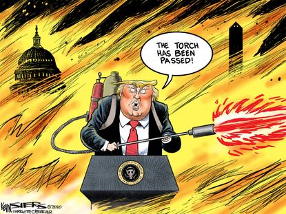 Political Cartoon U.S. Trump loss torch passed
