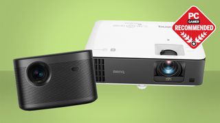Best gaming projectors on a green background.