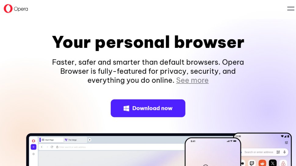 Opera website screenshot