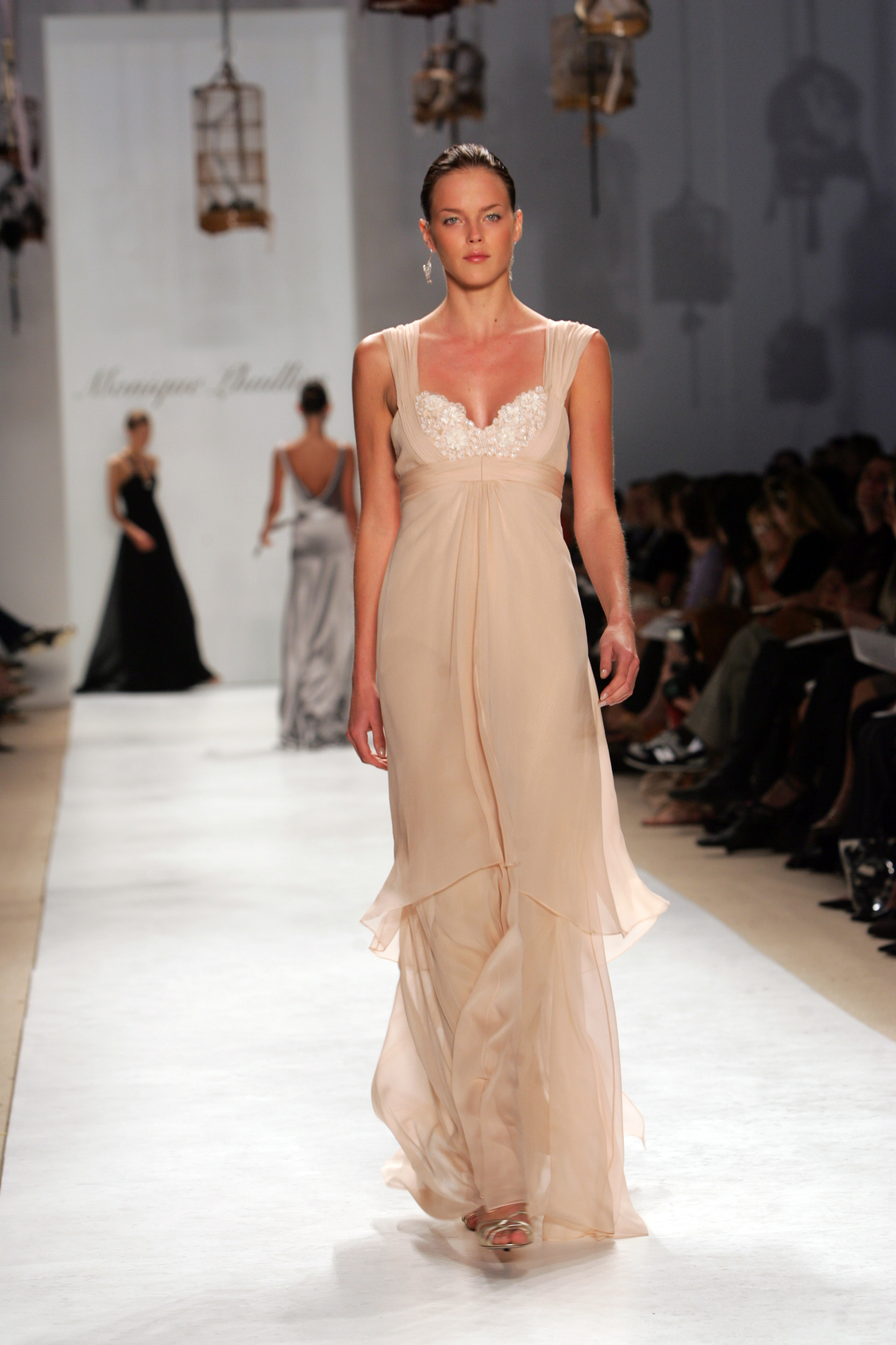 Runway model wearing a Monique Lhuillier spring/summer 2006 look.