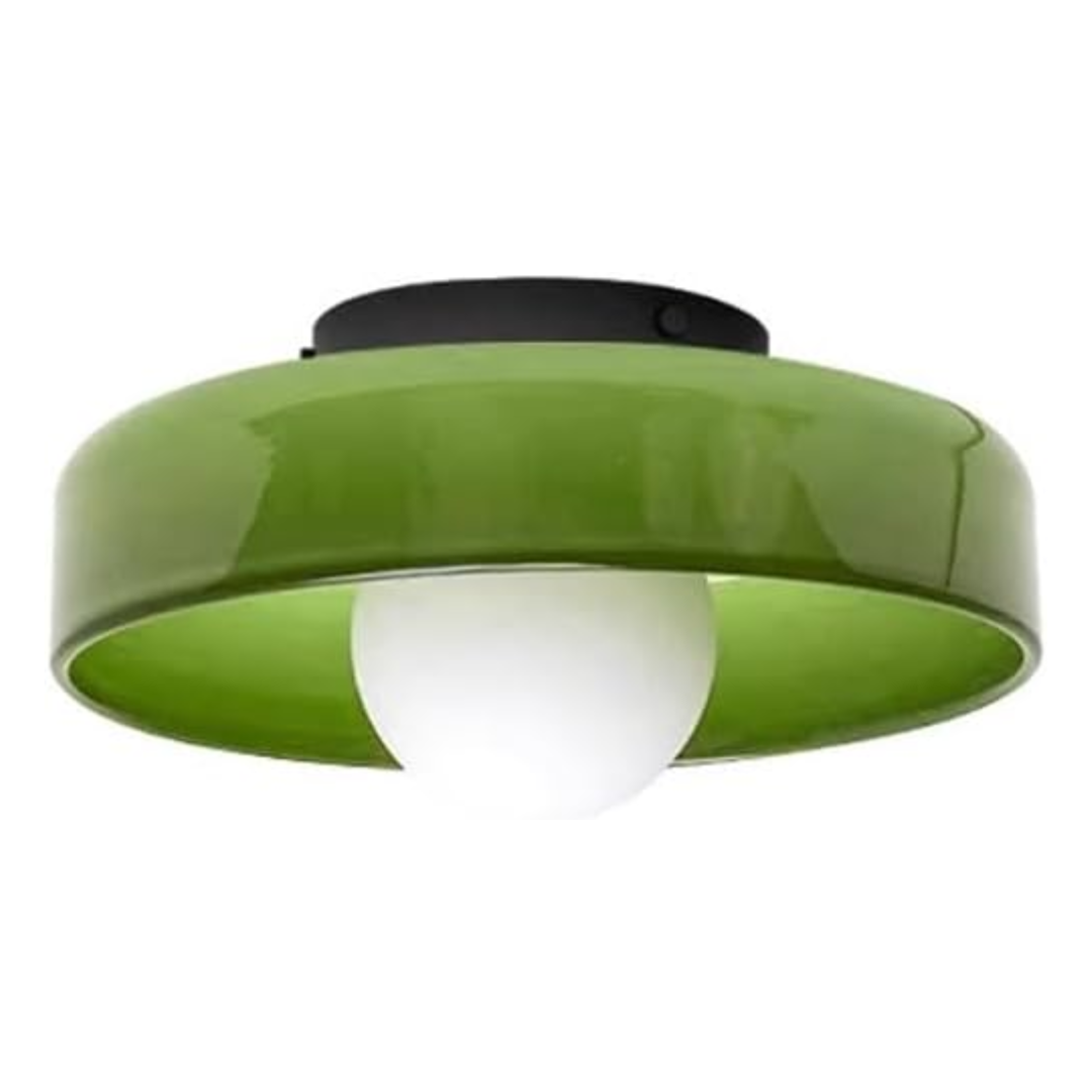 green glass flush mount