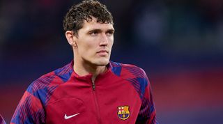 BARCELONA, SPAIN - DECEMBER 20: Andreas Christensen of FC Barcelona looks on prior to the LaLiga EA Sports match between FC Barcelona and UD Almeria at Estadi Olimpic Lluis Companys on December 20, 2023 in Barcelona, Spain. (Photo by Cristian Trujillo/Quality Sport Images/Getty Images)