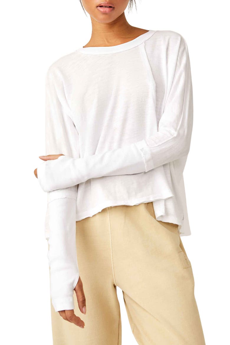 Ten Laps Asymmetric Long Sleeve Cotton Top