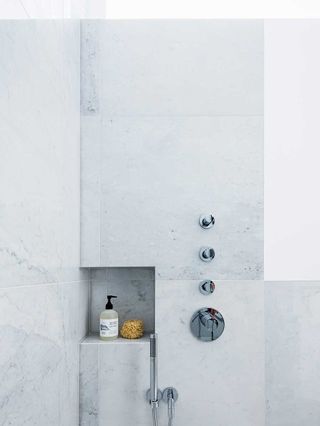 london flat marble shower storage shelf