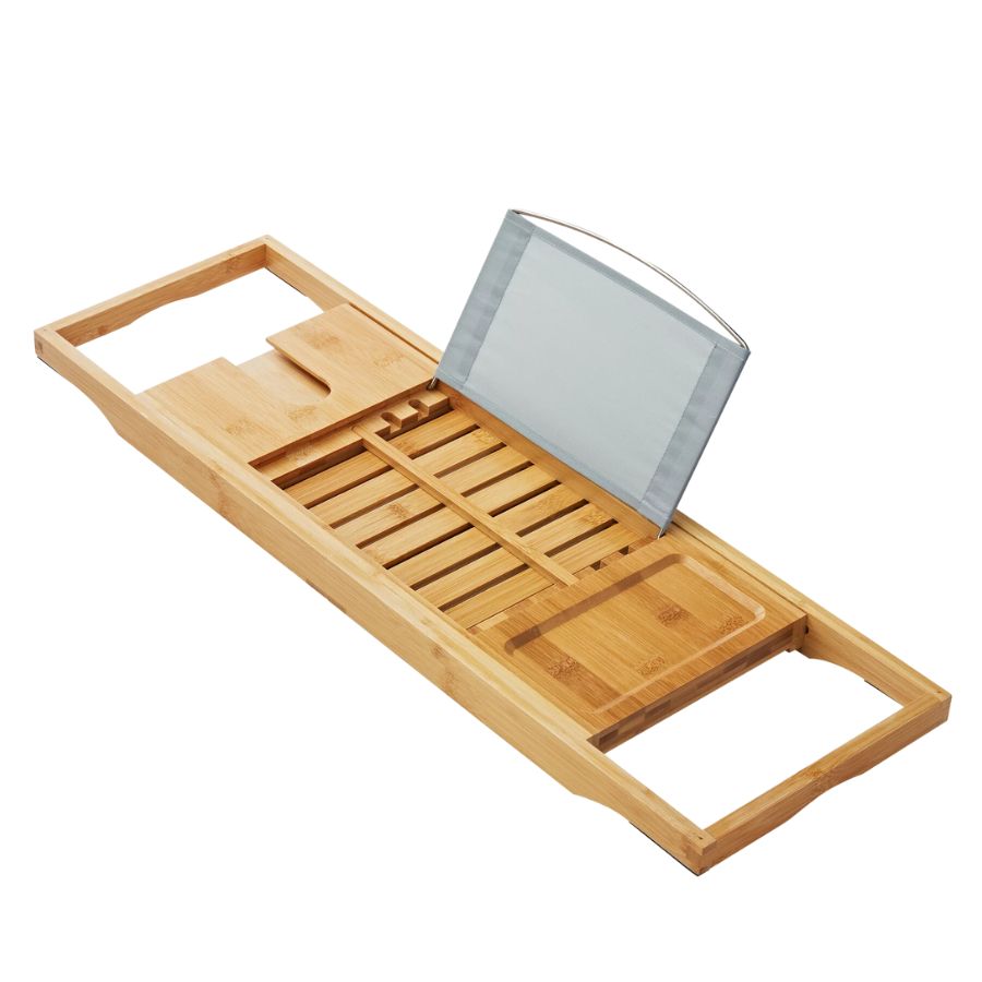 A bathroom bath tray