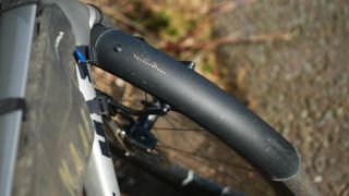 Topeak Tetrafender G1 front gravel mudguard fitted to a bike